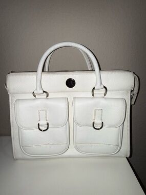 Dooney & Bourke White Leather Double-Pocket Satchel Briefcase